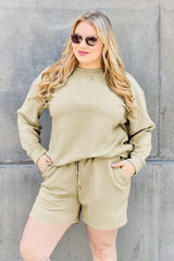 Trendsi Double Take Full Size Texture Long Sleeve Top and Drawstring Shorts Set -