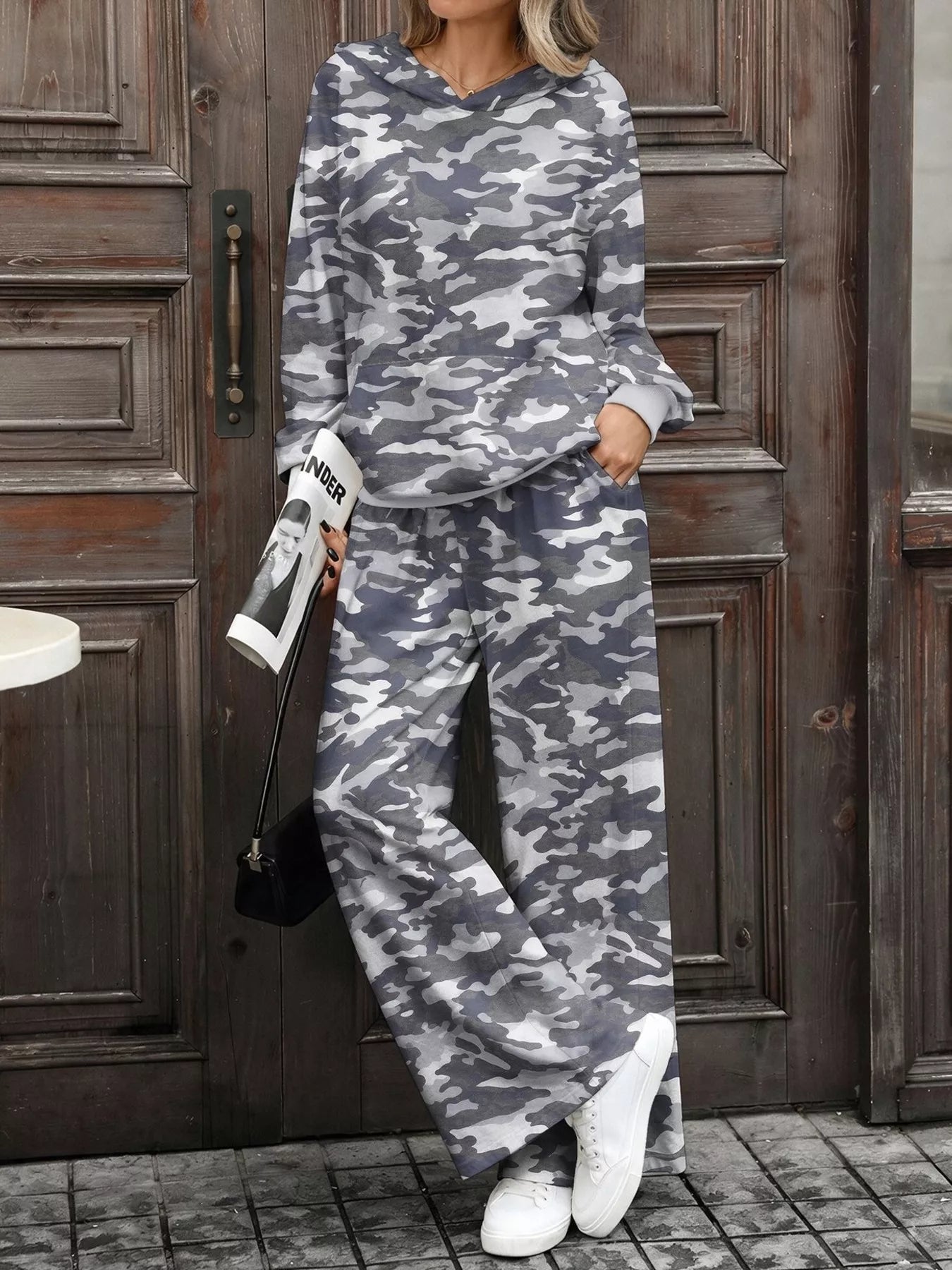 Trendsi Printed Long Sleeve Hoodie and Pants Set -