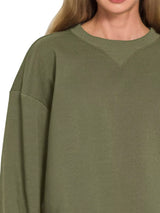 Trendsi Zenana Fleece Long Sleeve Sweatshirts & Shorts Set -