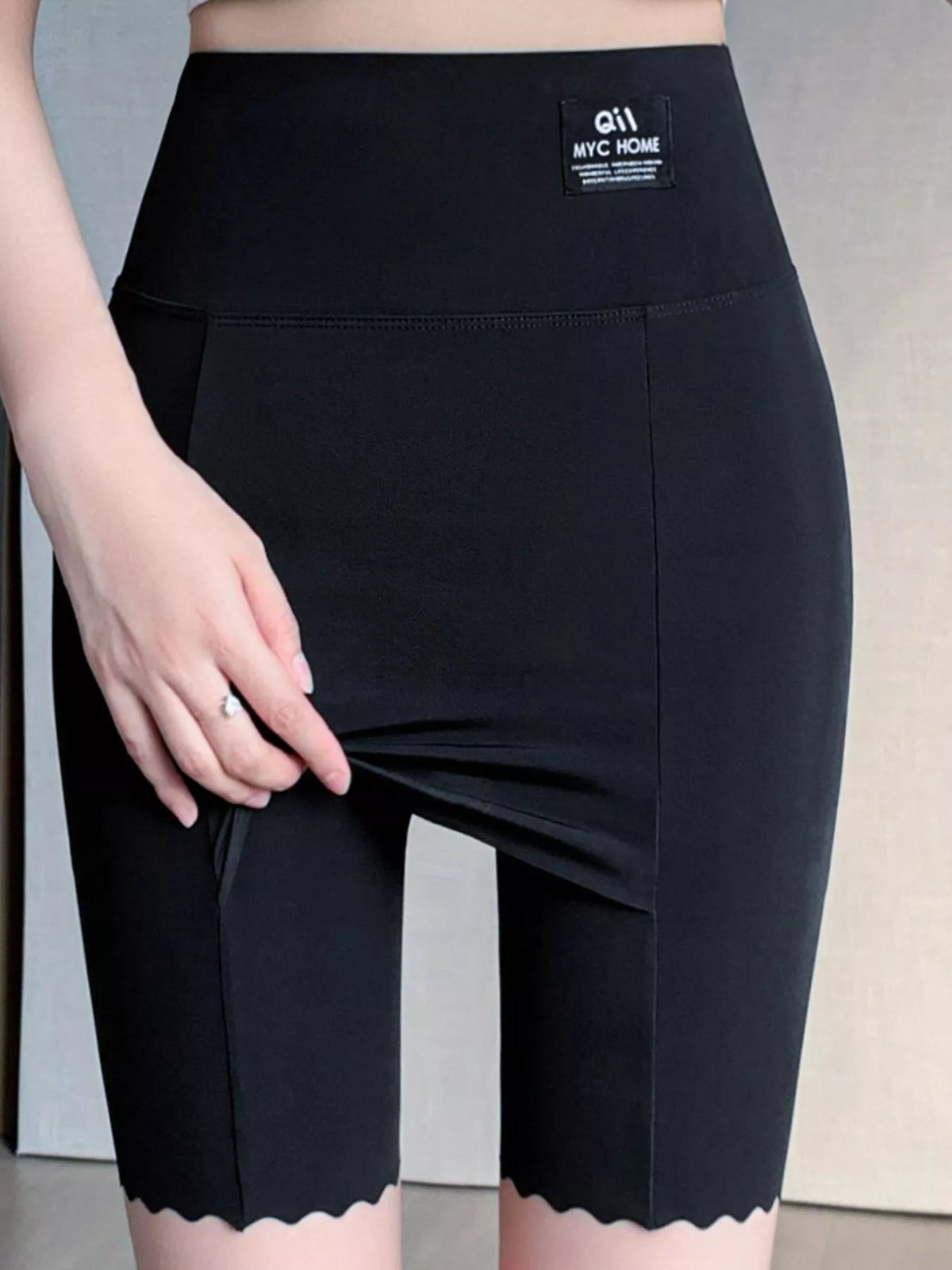 Women's High-Waisted Long-Leg Underwear Shorts in black — front view