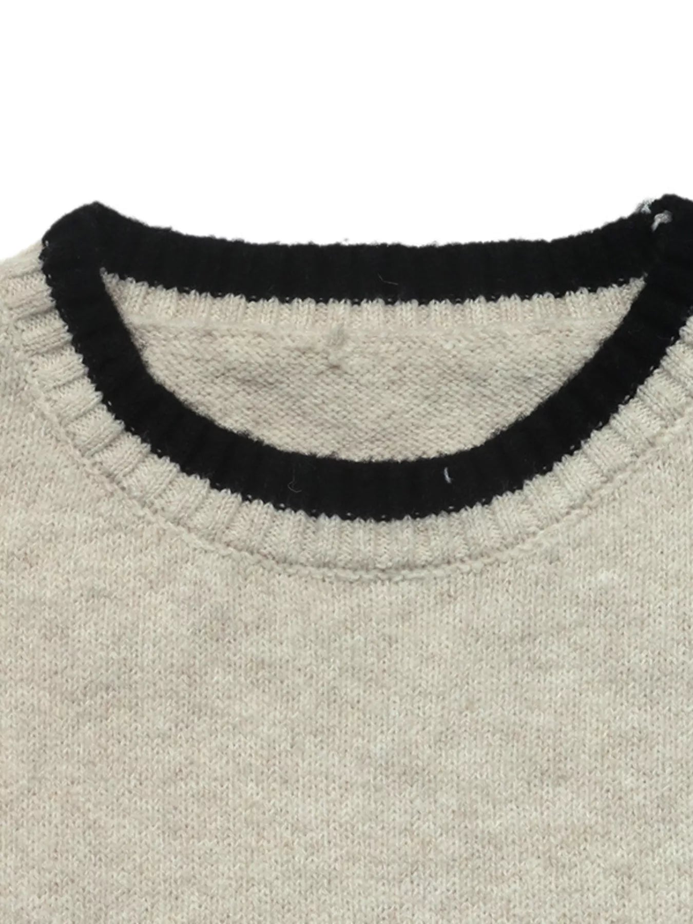 Trendsi Contrast Trim Ribbed Cuff Tie-Sleeve Sweater -