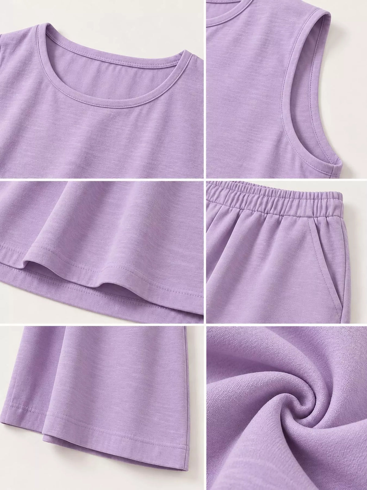 Sleeveless Tank Top and Wide-Leg Pants Set — construction details