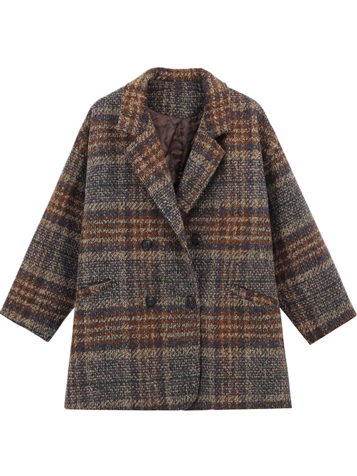 Vintage Plaid Double-Breasted Jacket — garment front