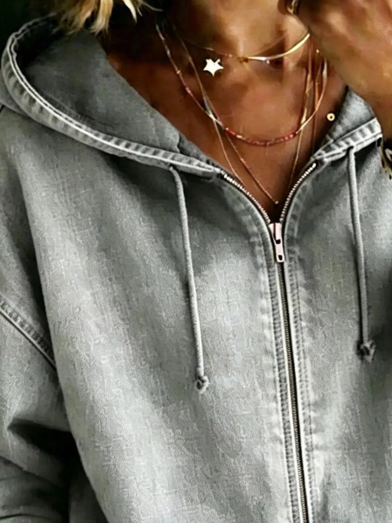 Trendsi Full Size Zip-Up Dropped Shoulder Hoodie Plus Size -