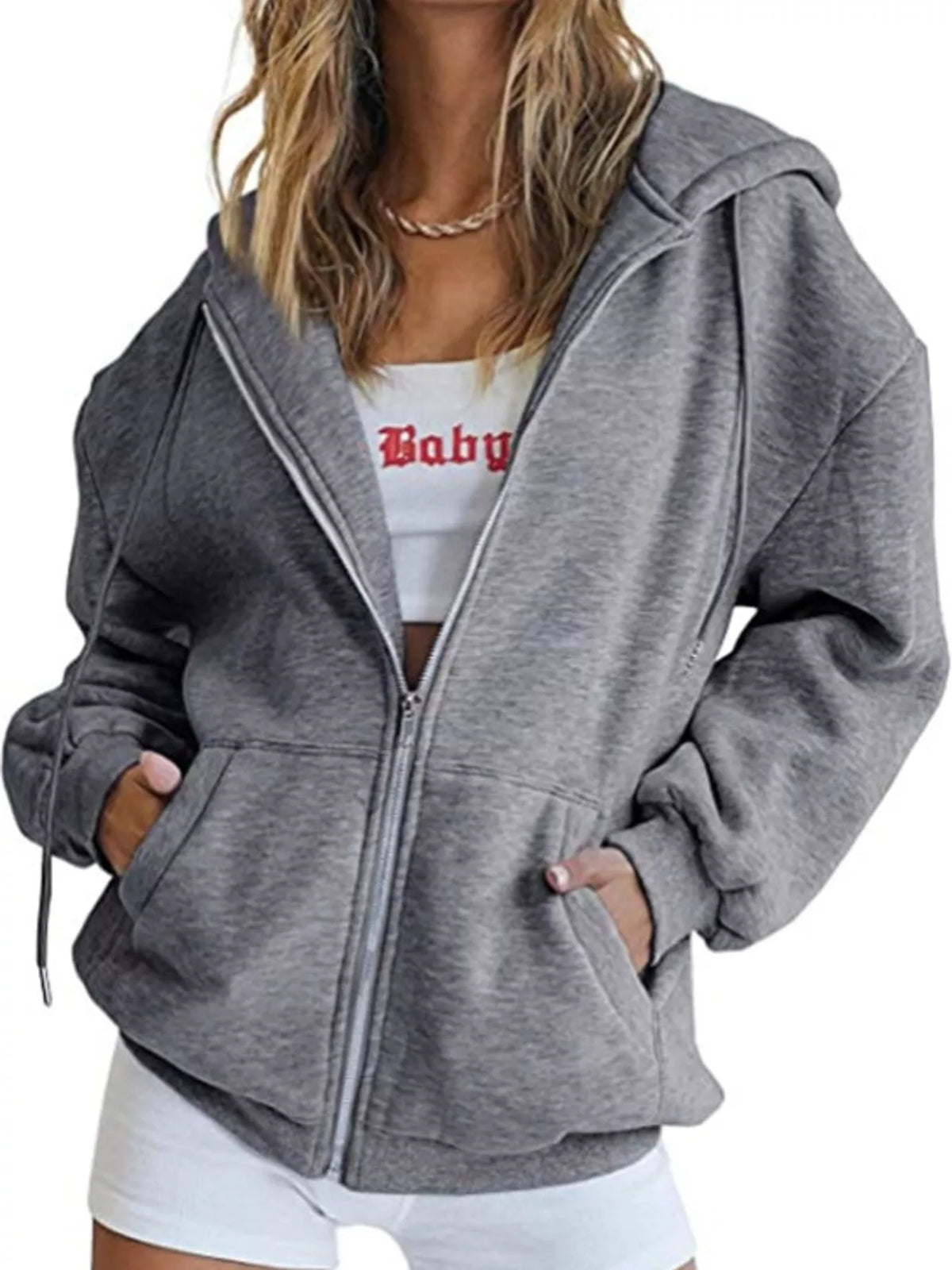 Dark gray long-sleeve hoodie