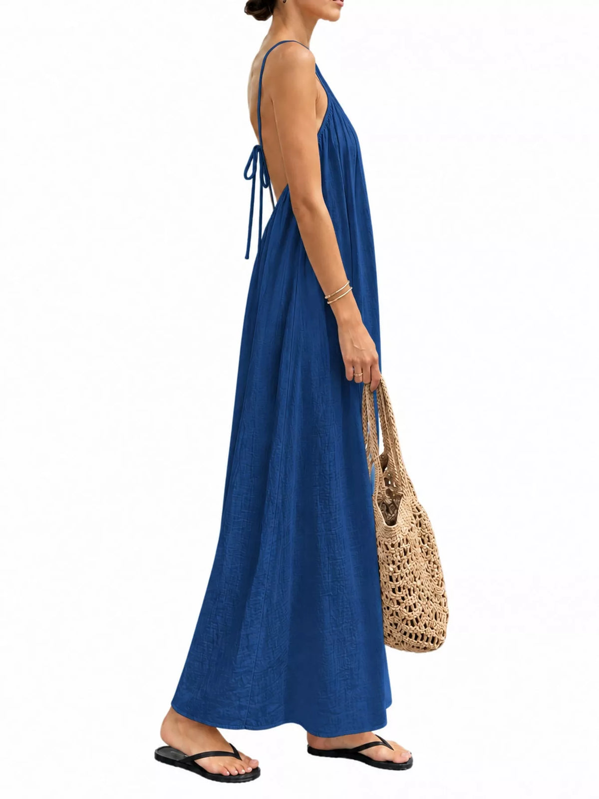 Backless Spaghetti Strap Maxi Dress — side view