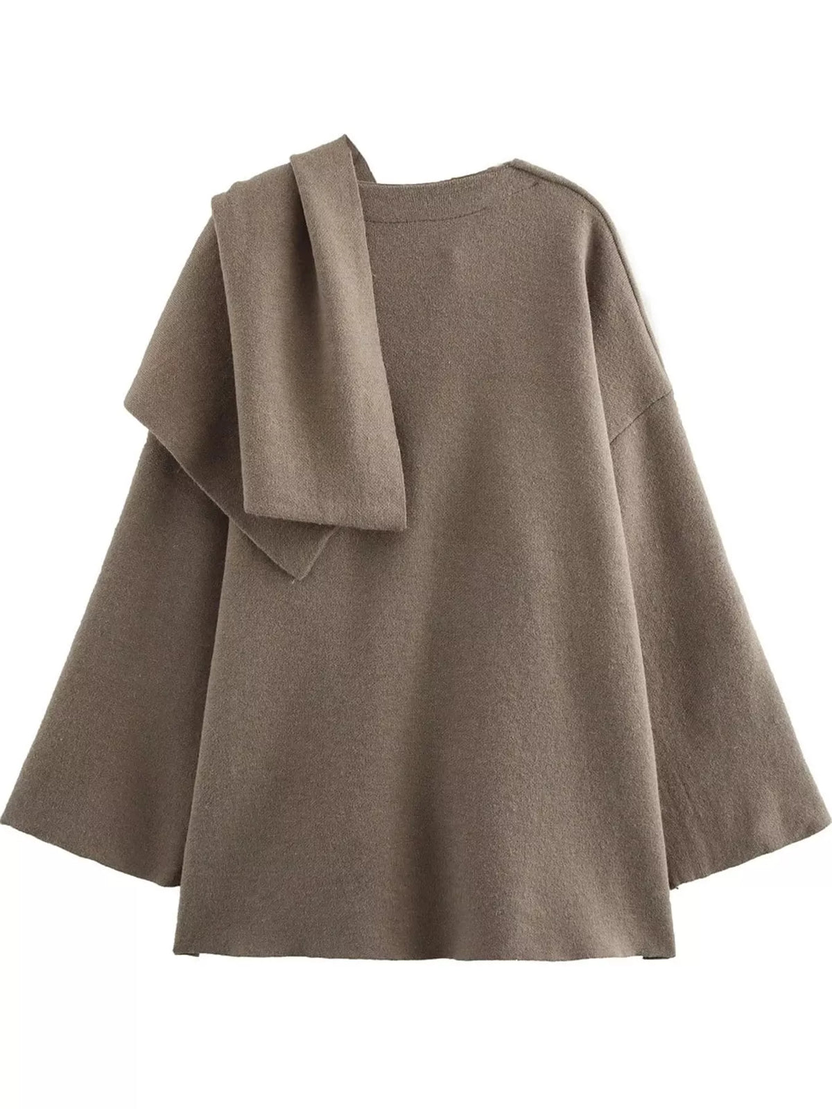 Oversized Drape-Front Knit Cardigan — garment front