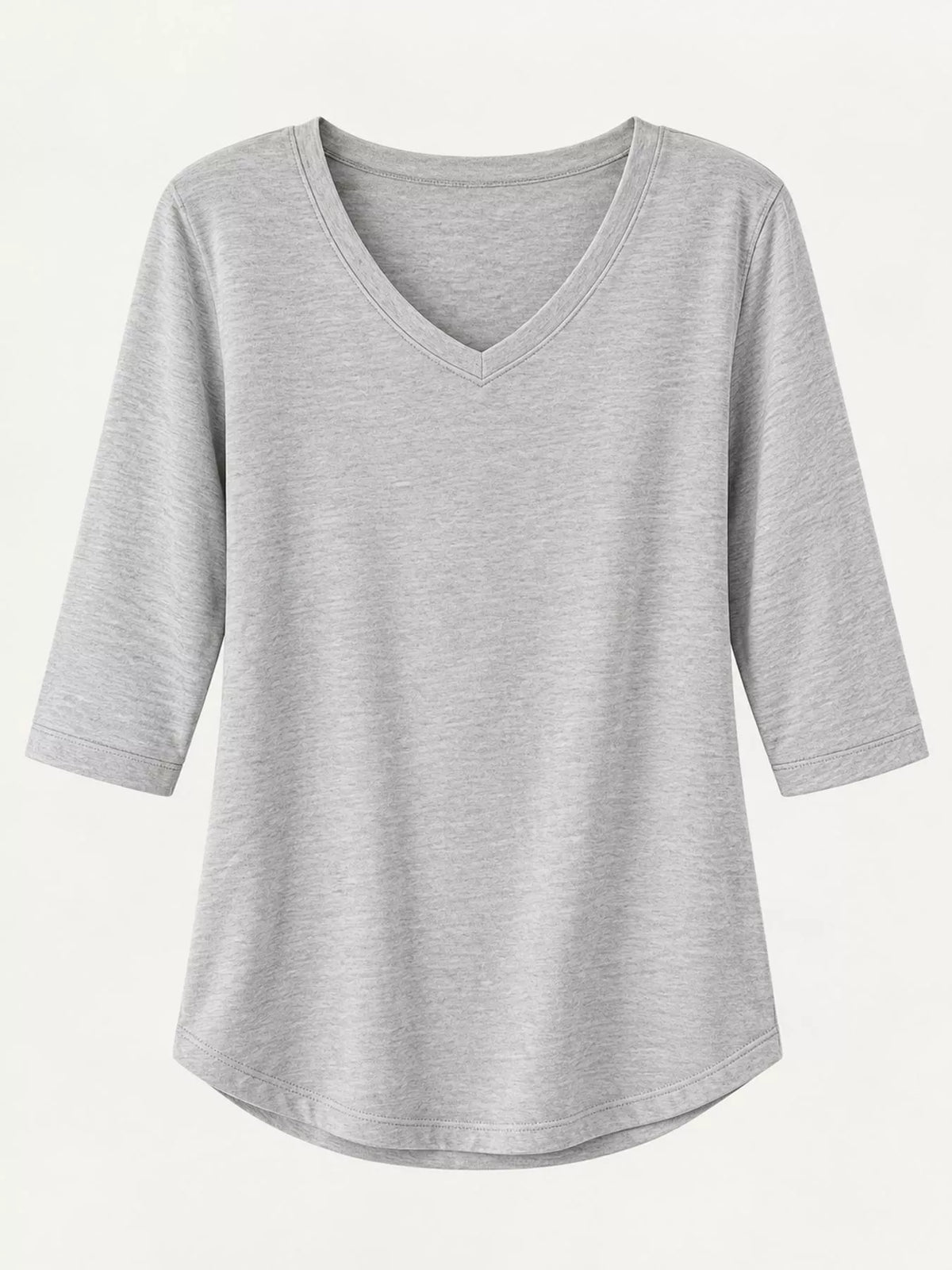 Gray v-neck half sleeve t-shirt