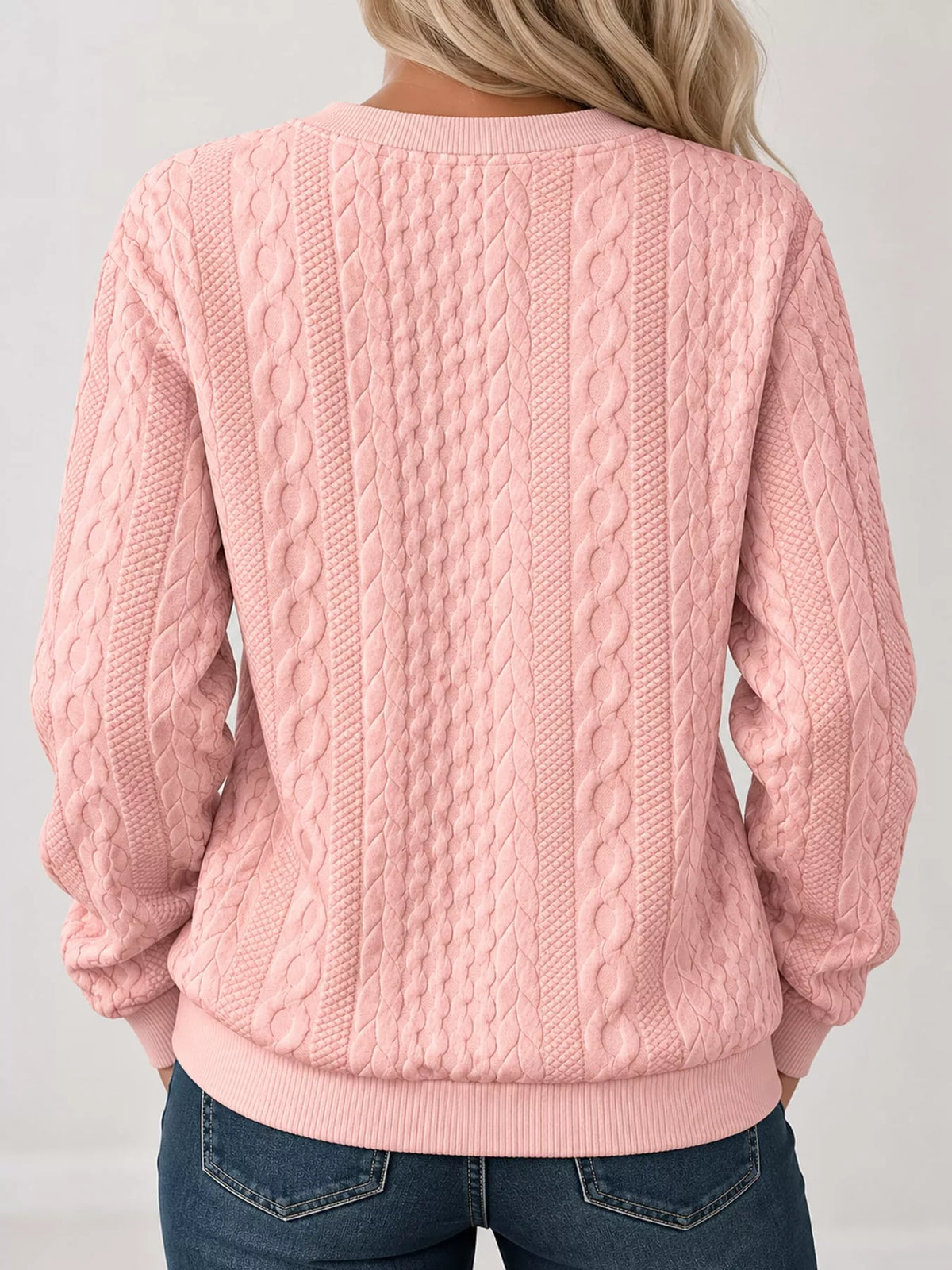 Quarter-Zip Cable Knit Sweatshirt — back view