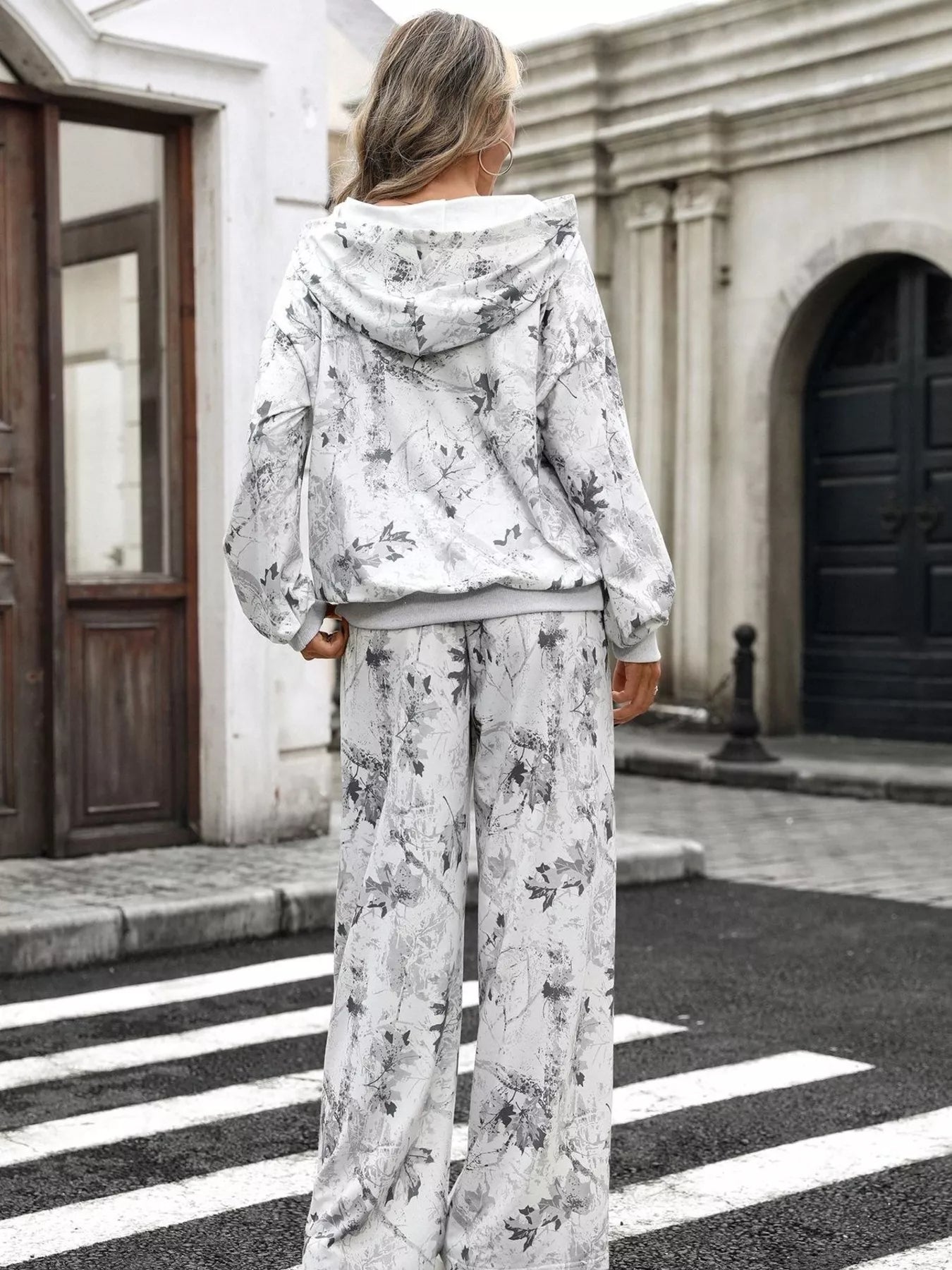 Trendsi Printed Long Sleeve Hoodie and Pants Set -