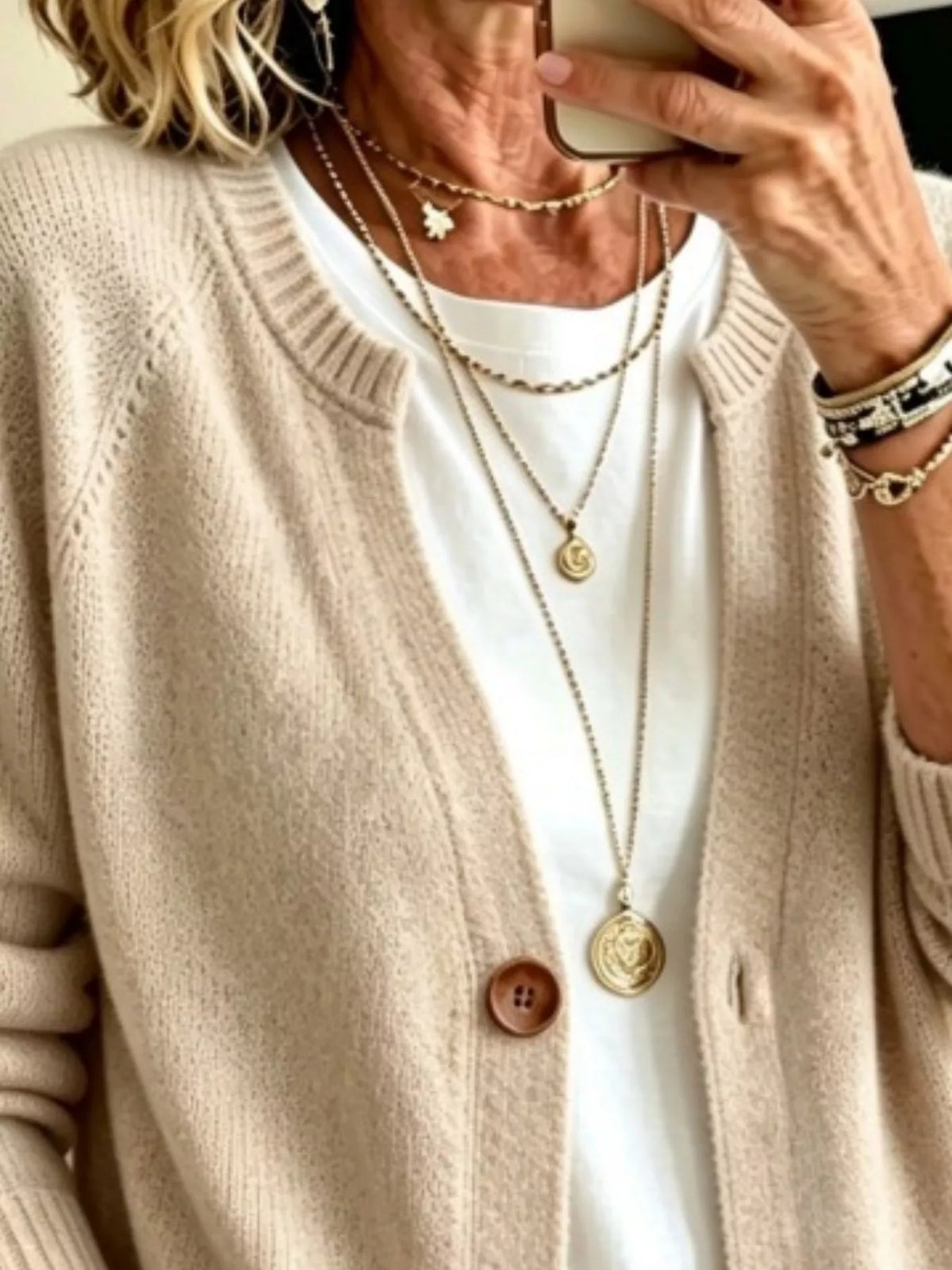 Women's Button Up Raglan Sleeve Cardigan in Khaki, alternate view