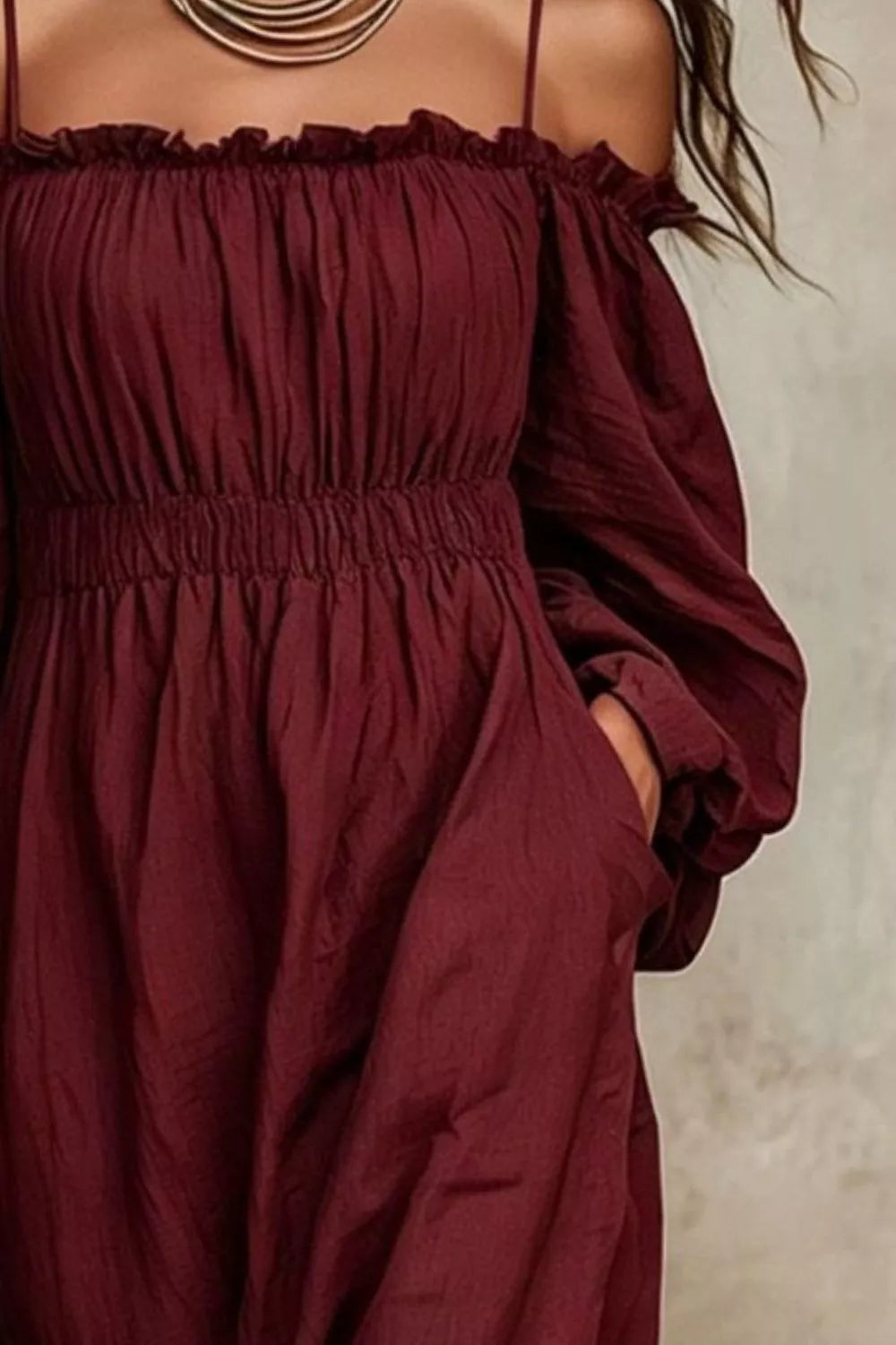 Trendsi Spaghetti Strap Balloon Sleeve Dress -