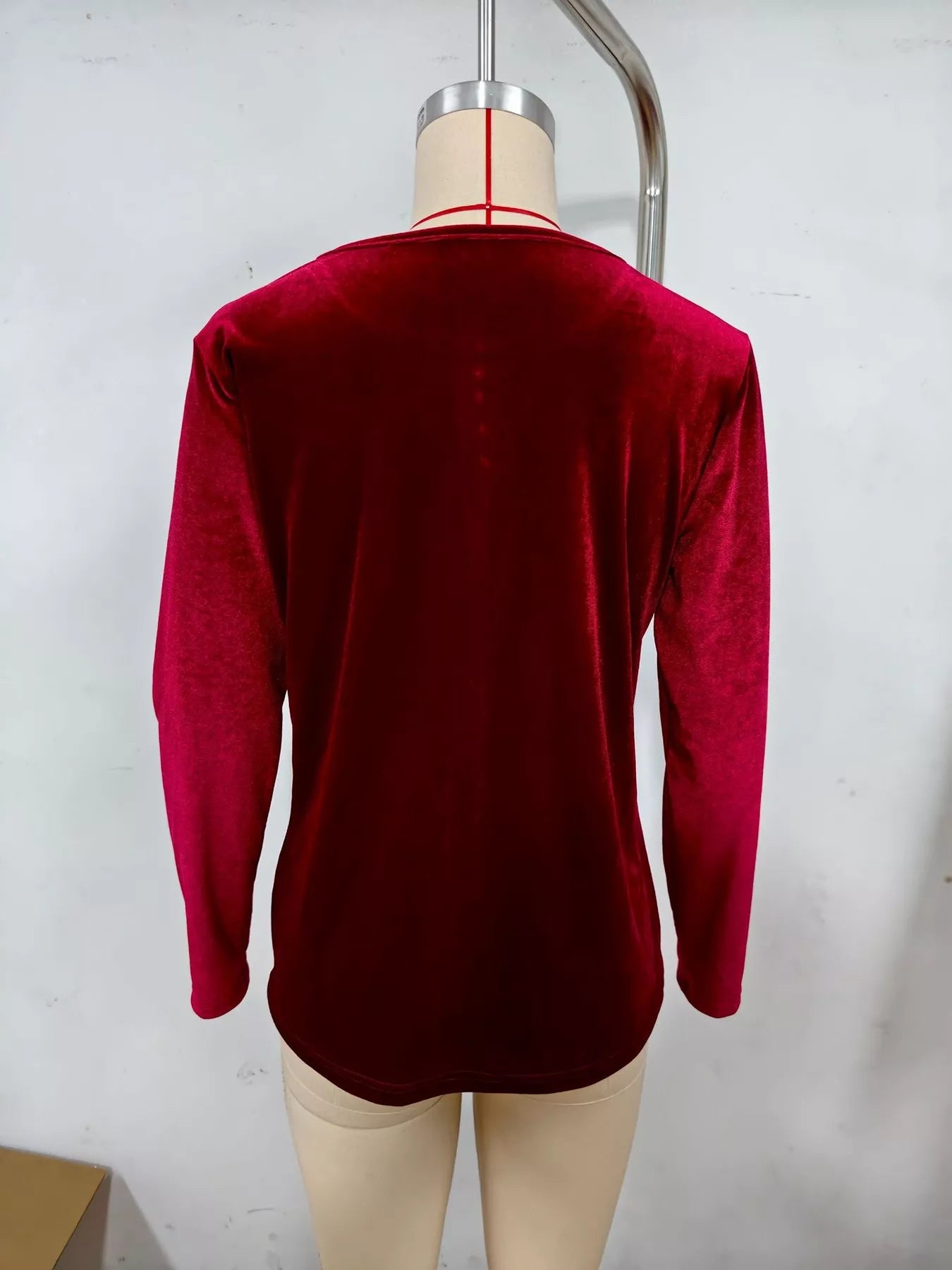 Trendsi Velvet Long Sleeve Ruched Top -