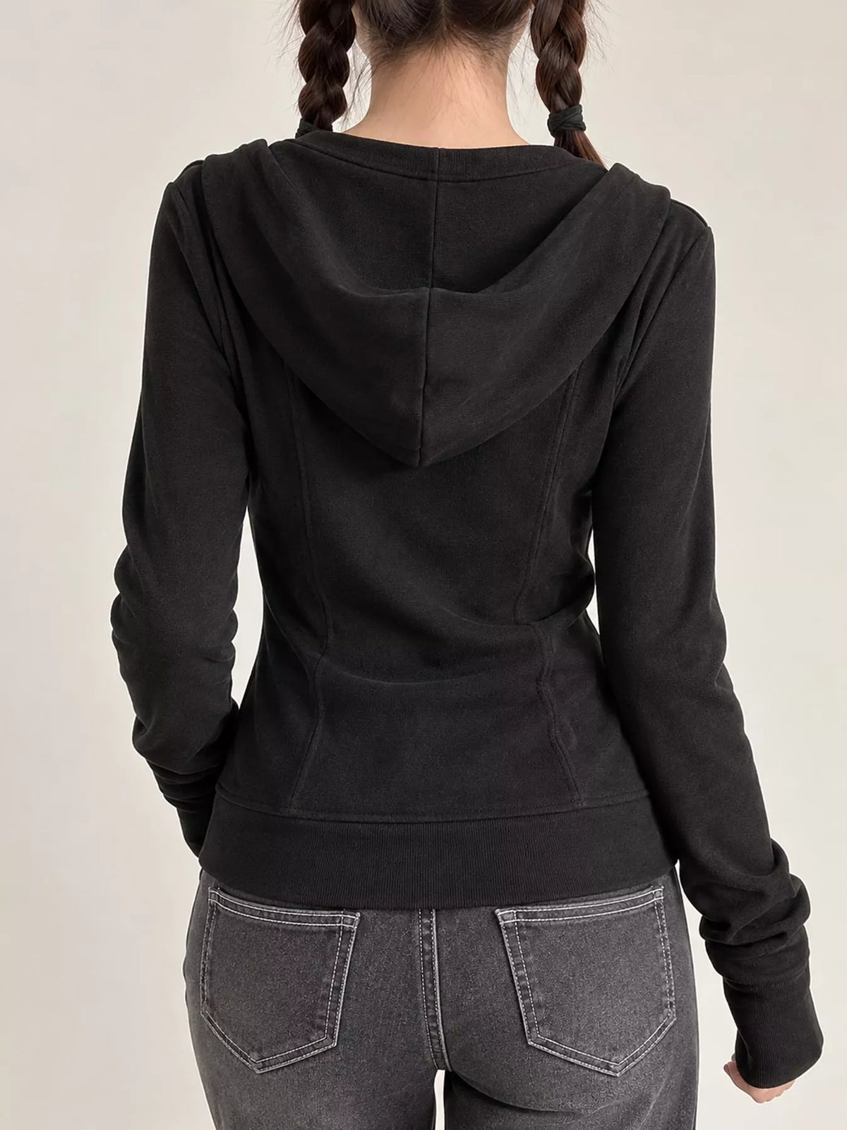 Drawstring hoodie, black back