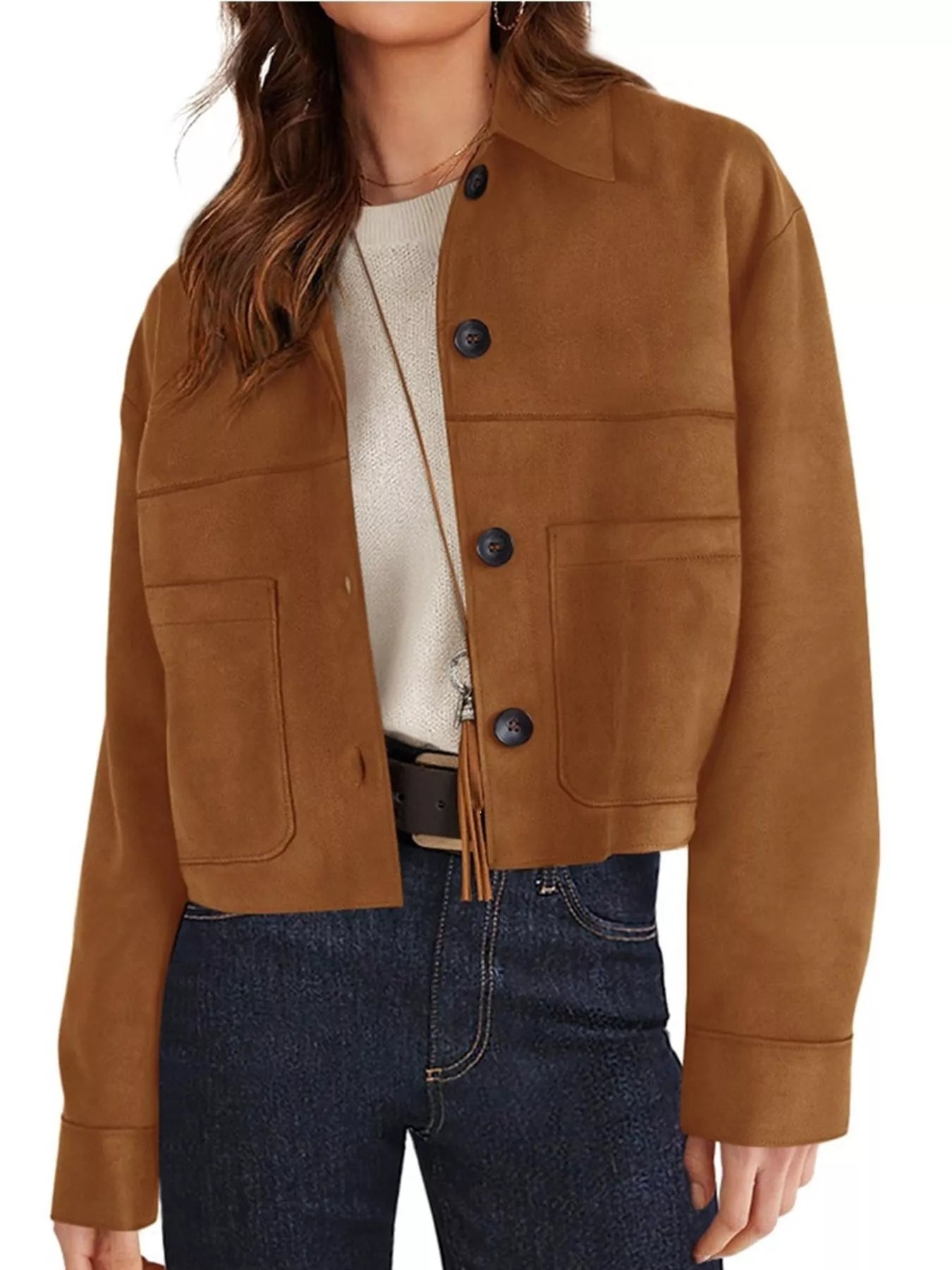 Trendsi Button-Down Cropped Jacket -