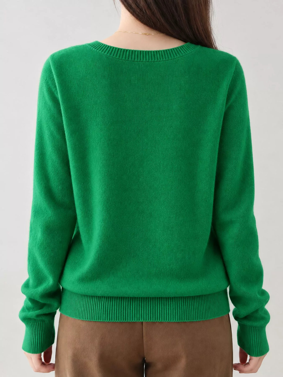 V-Neck Knit Sweater, back view in green