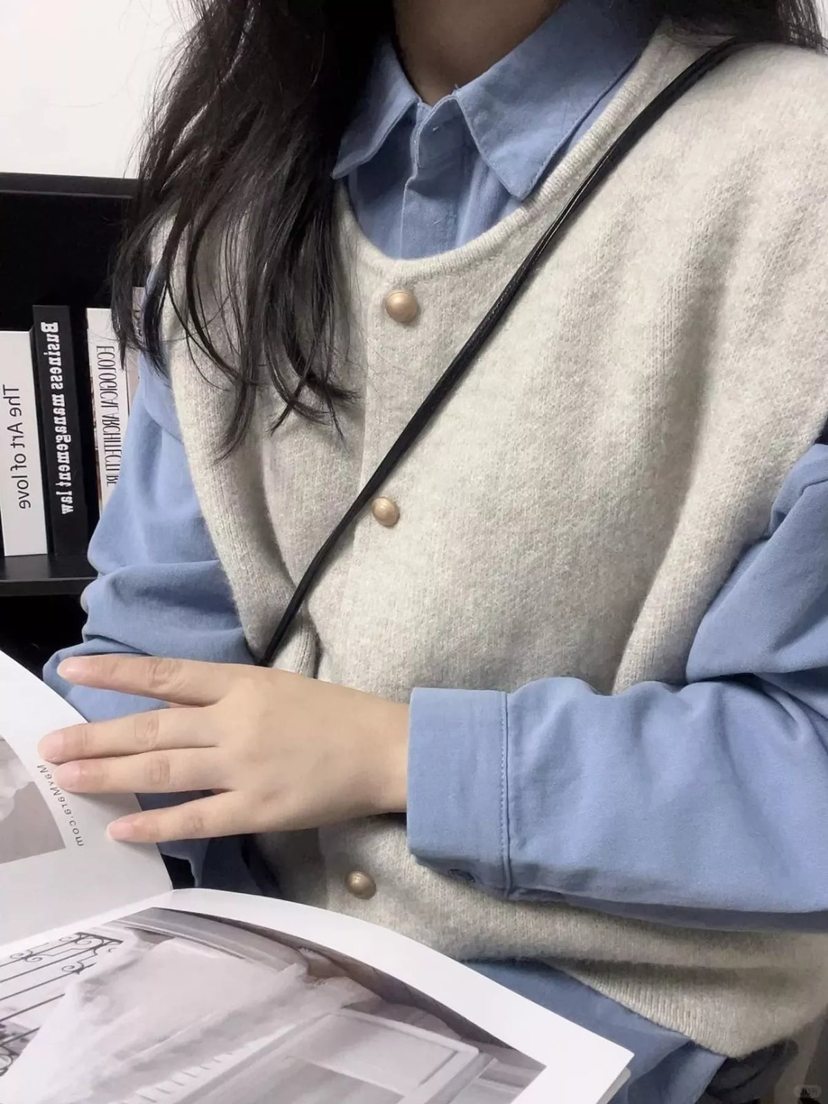 Button-Down Sweater Vest in cream