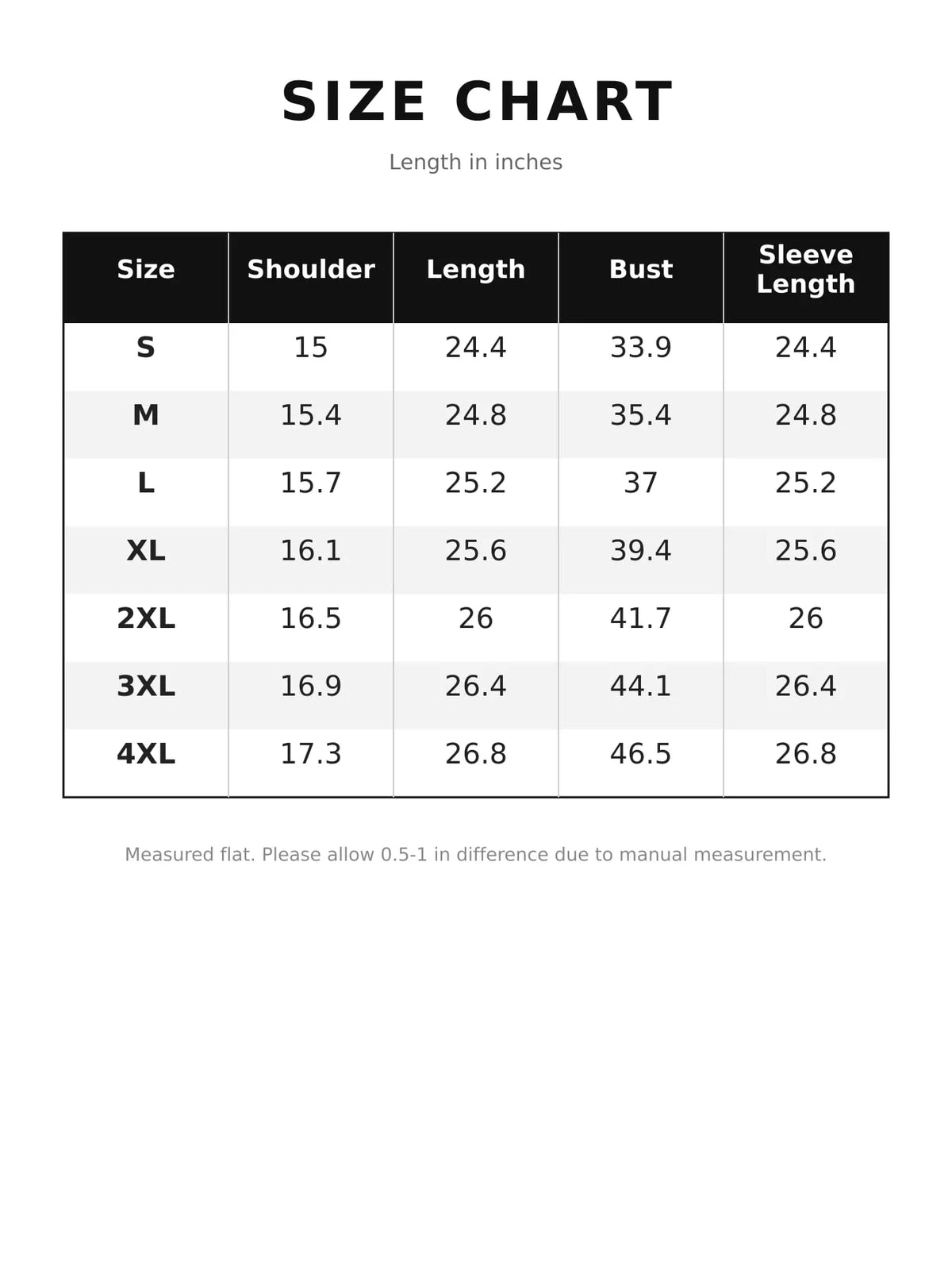 Size chart for ruffle trim long sleeve denim jacket
