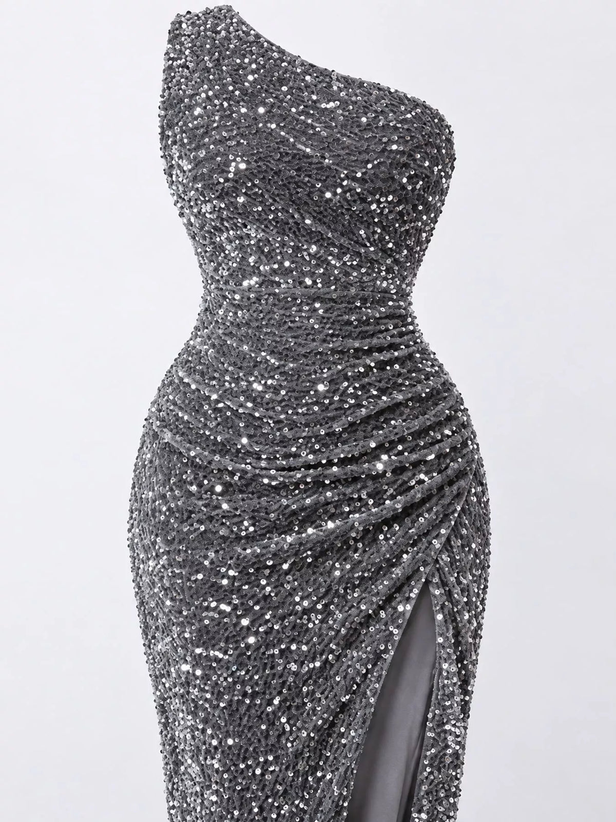 Sequin maxi dress, gray sequin detail