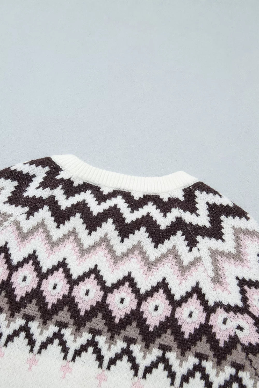 Trendsi Geometric Pattern Brushed Knit Button Cardigan -