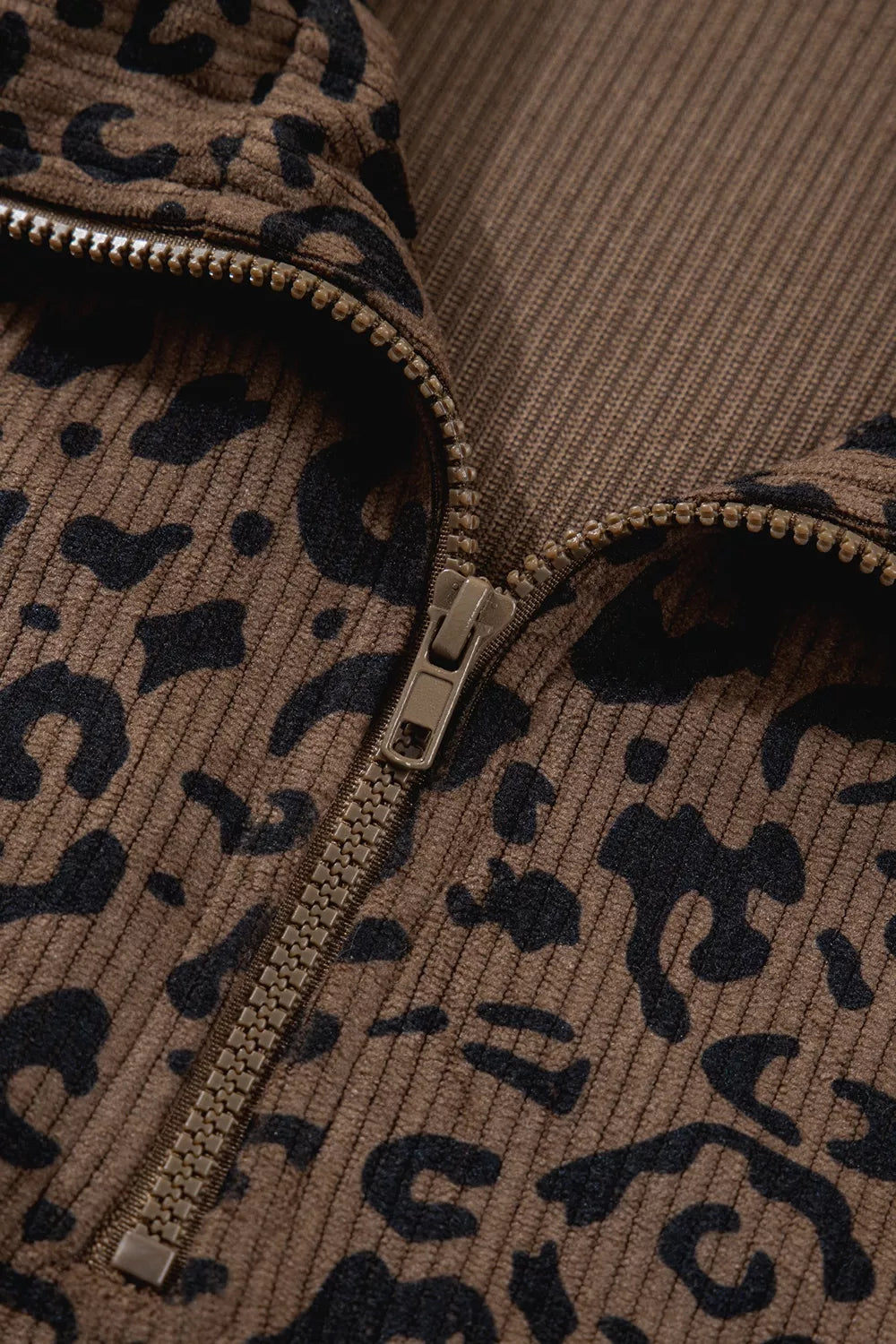 Trendsi Leopard Print Quarter-Zip Sweatshirt -