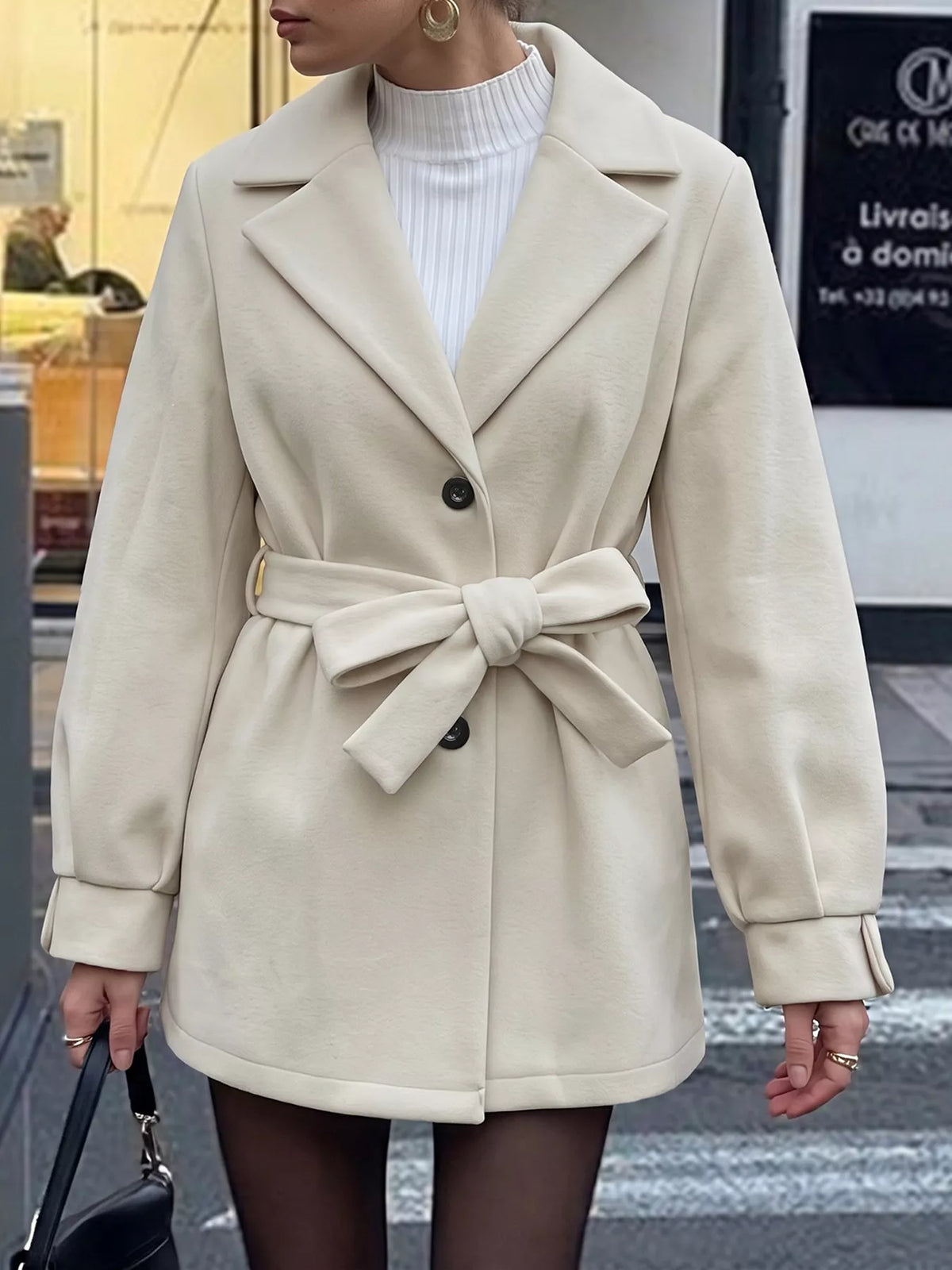 Belted lapel jacket