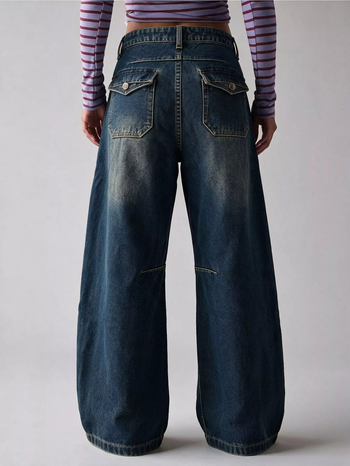 Washed High-Waist Wide-Leg Jeans, back view