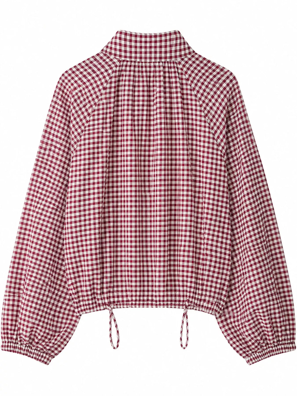 Gingham drawstring jacket, red gingham back