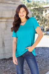 Trendsi Basic Bae Full Size V-Neck Short Sleeve T-Shirt -