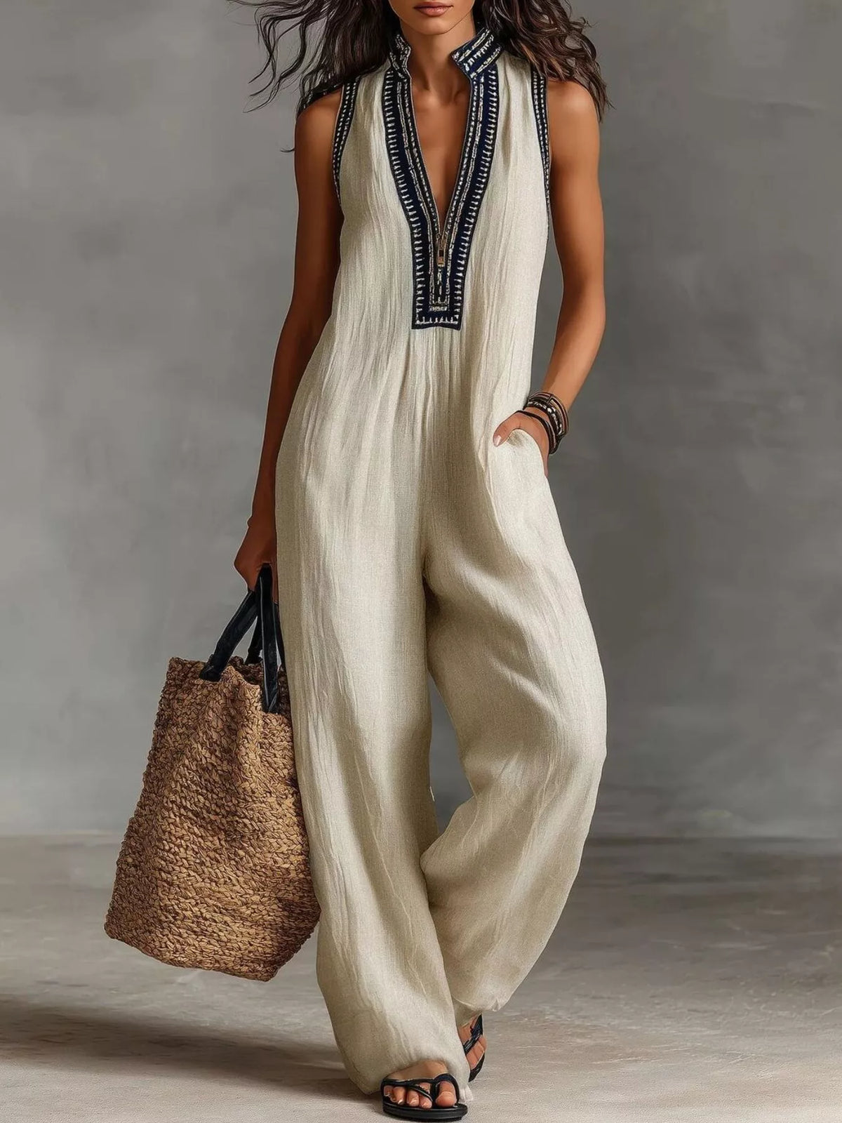 Trendsi Full Size Sleeveless Wide-Leg Jumpsuit Plus Size -