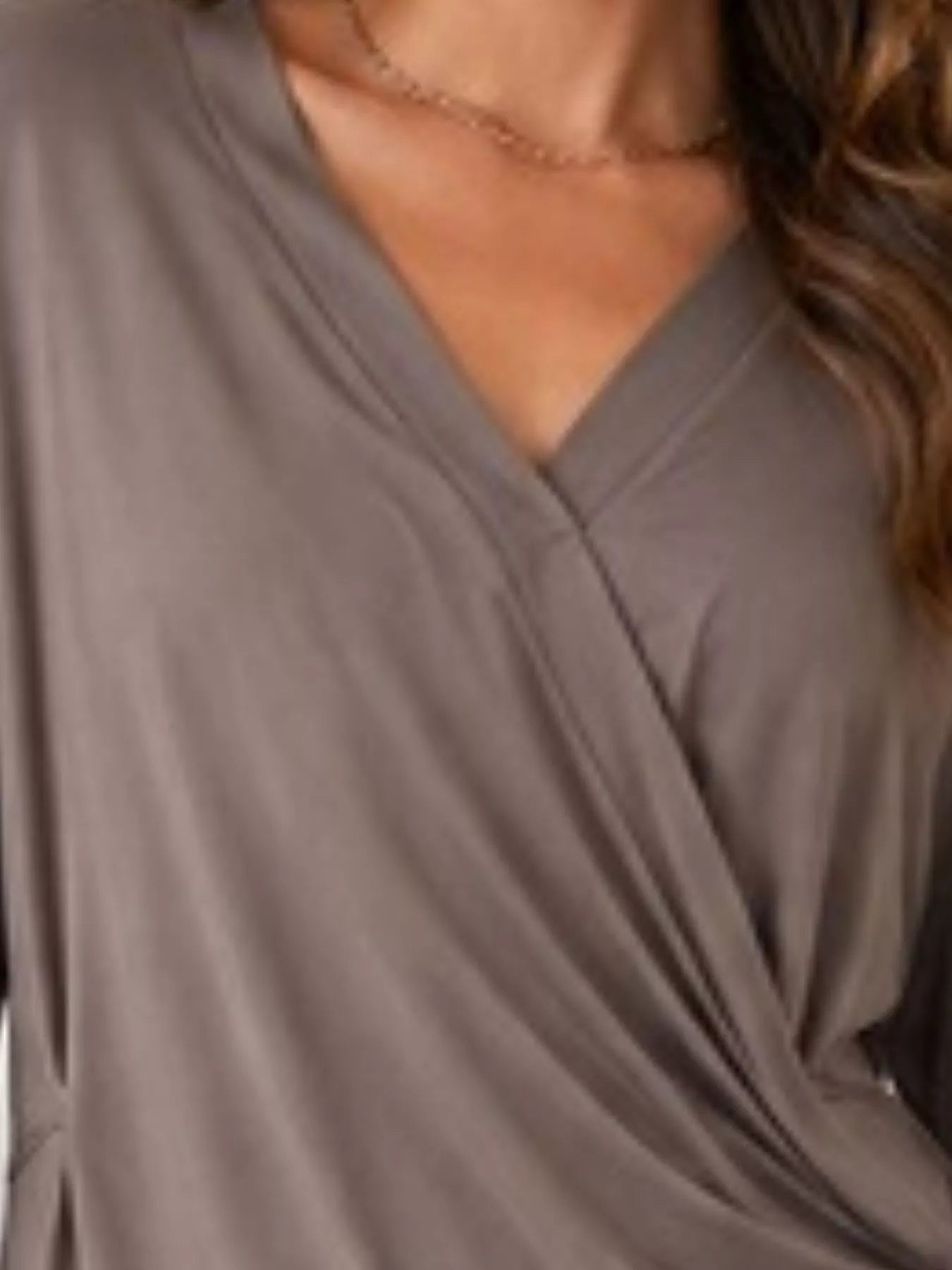 Trendsi Long Sleeve Wrap T-Shirt with Side Knot Detail -