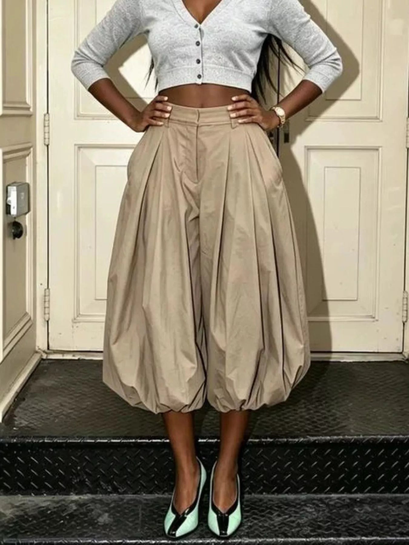 Trendsi High-Waisted Ruched Balloon Pants -
