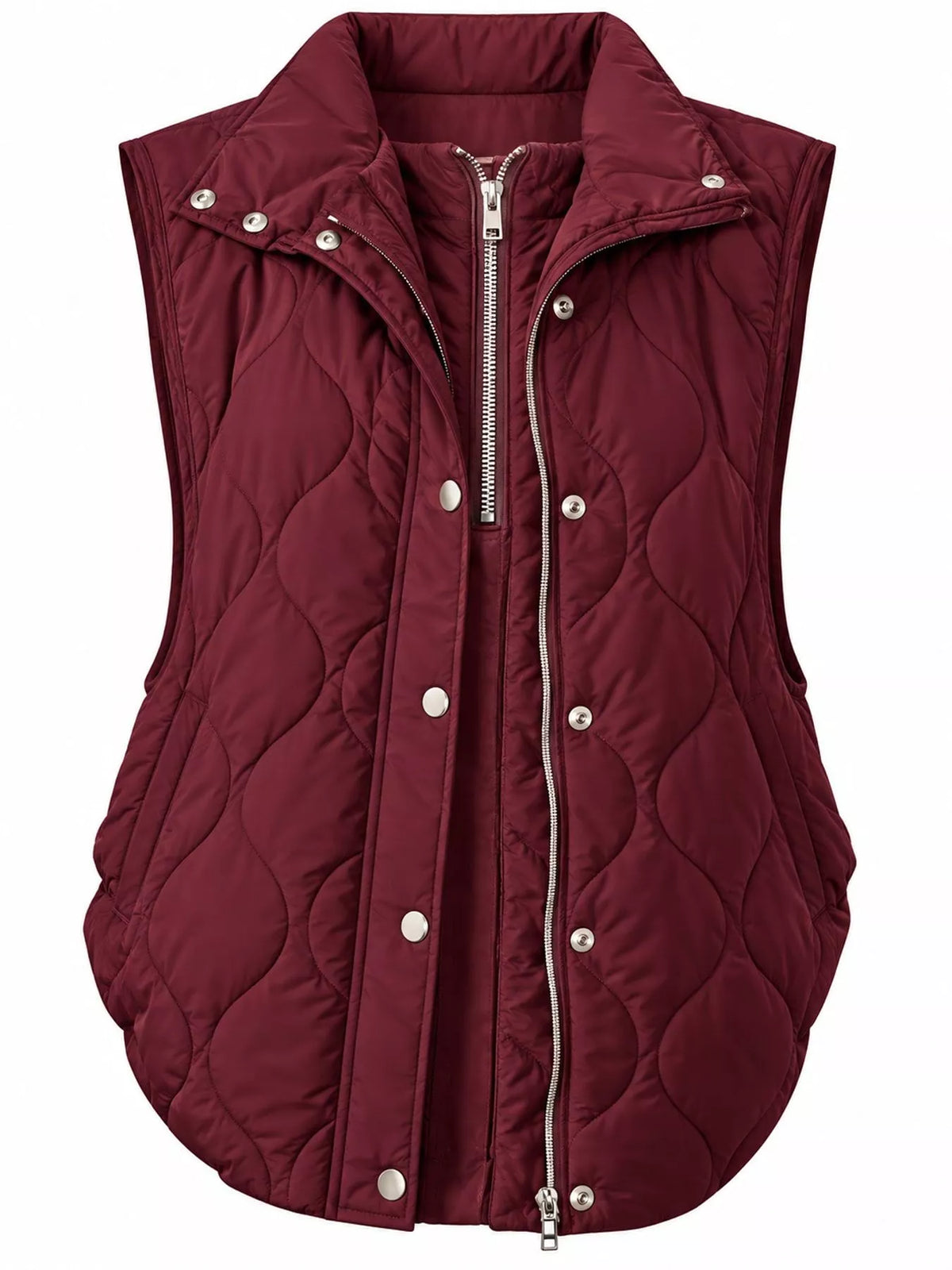 Quilted Snap-Front Vest — garment front