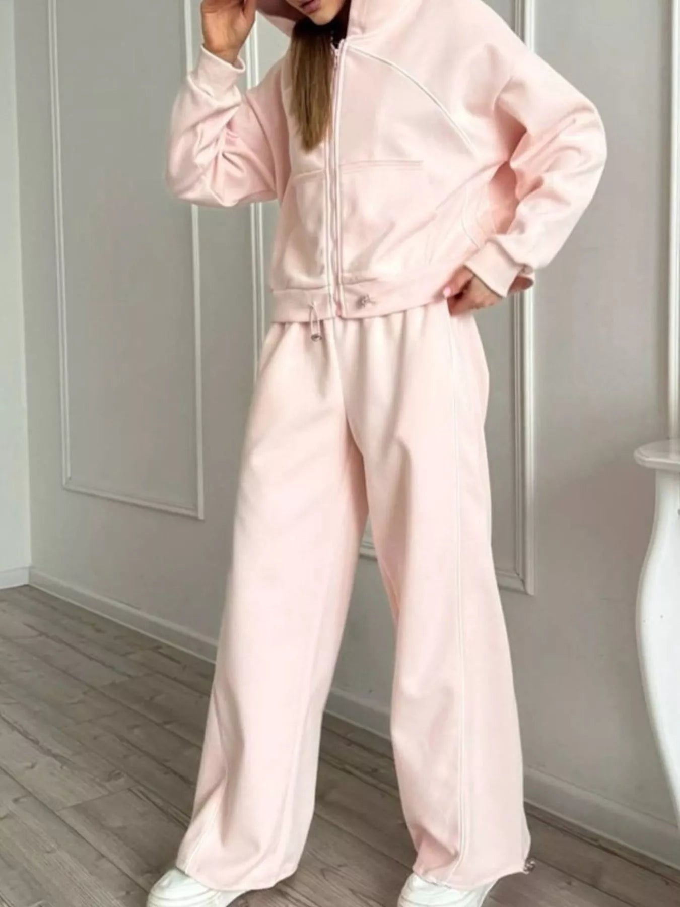 Trendsi Fleece Zip-Up Hoodie and Joggers Set -
