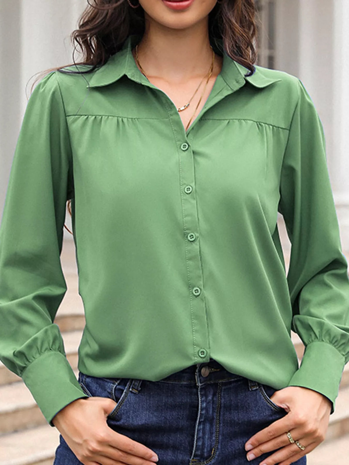 Cyan long-sleeve shirt