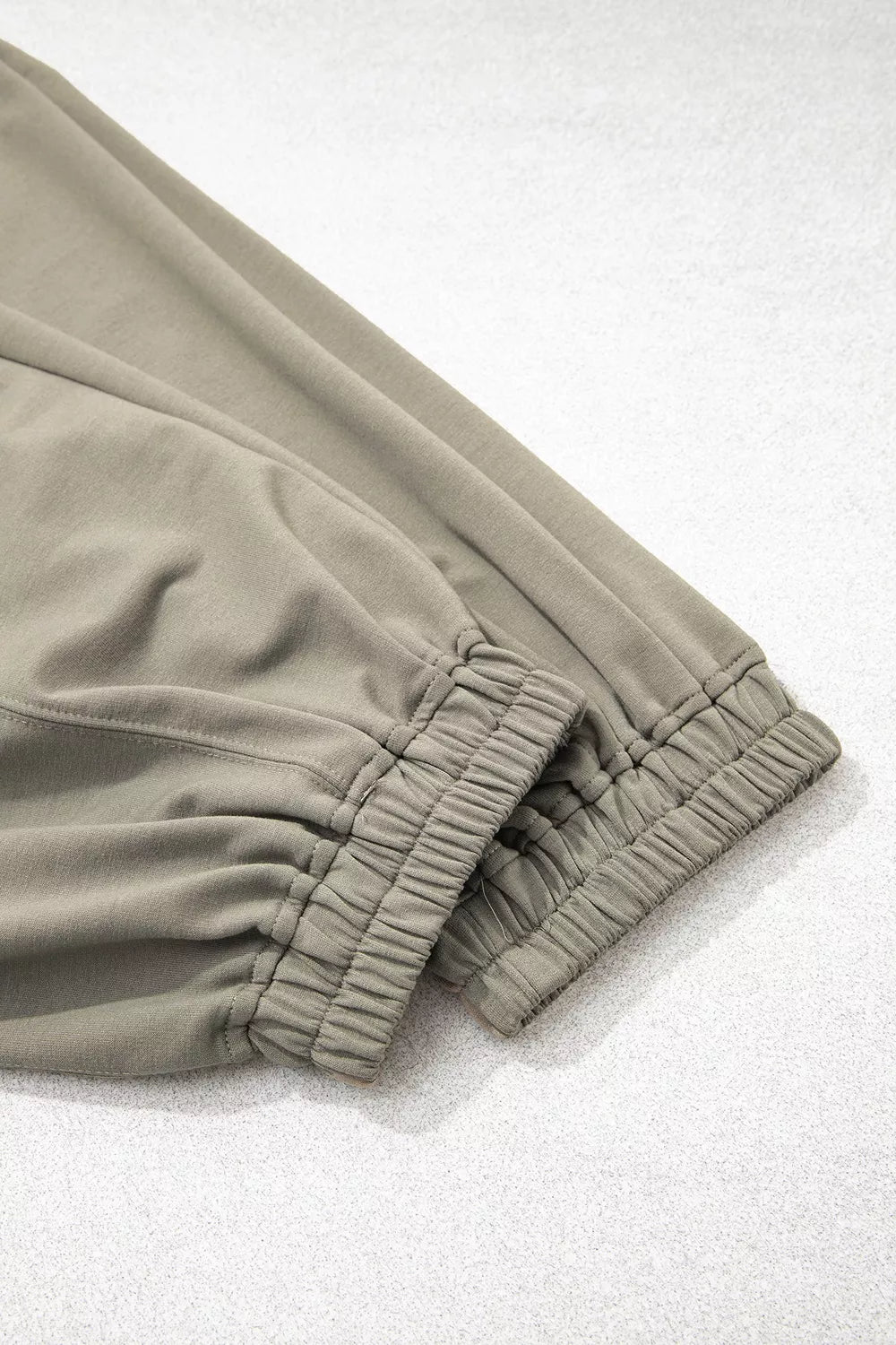 Drawstring Patch Pocket Jogger Pants in gray green, cuff detail