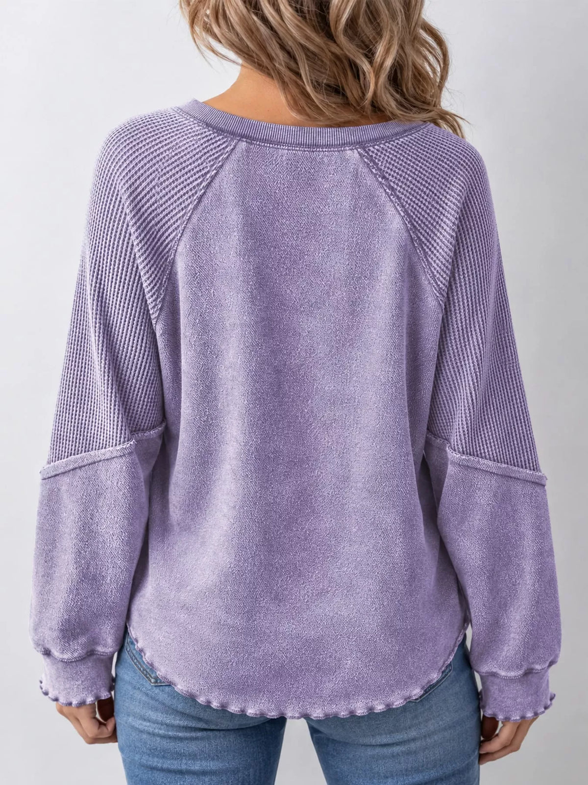 Waffle-knit sweatshirt, purple back