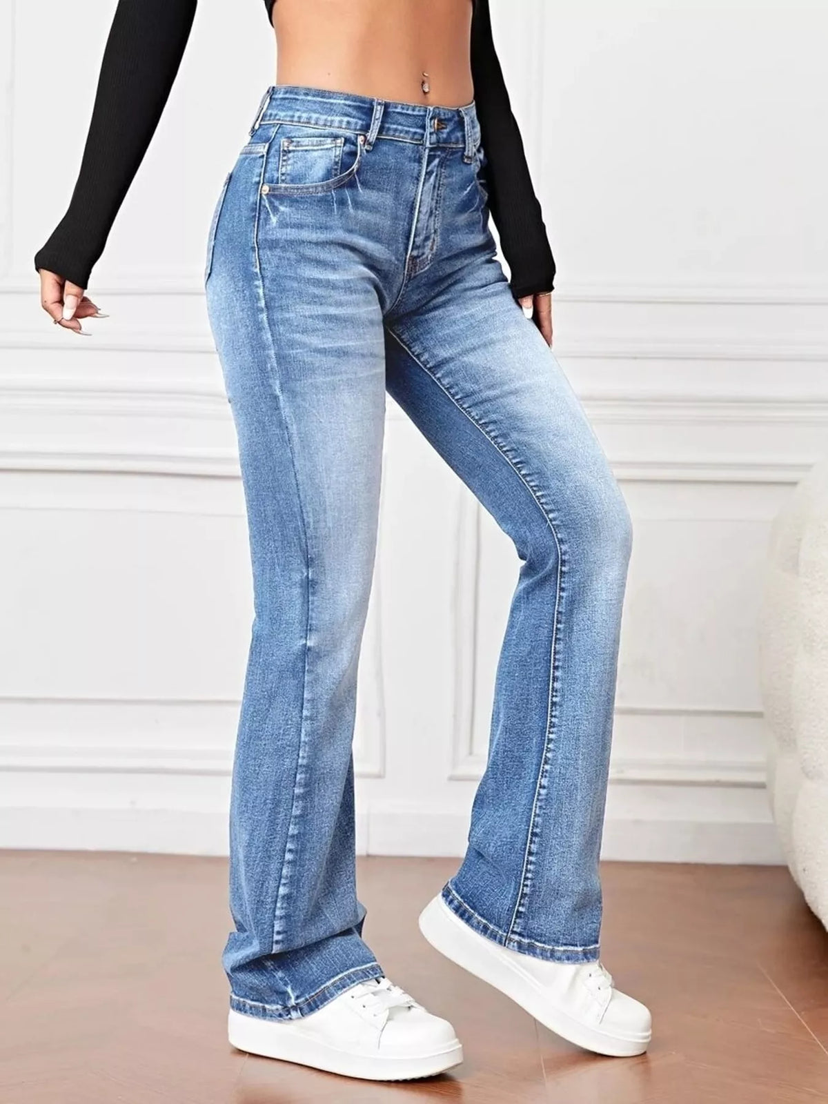 jeans, front view on model