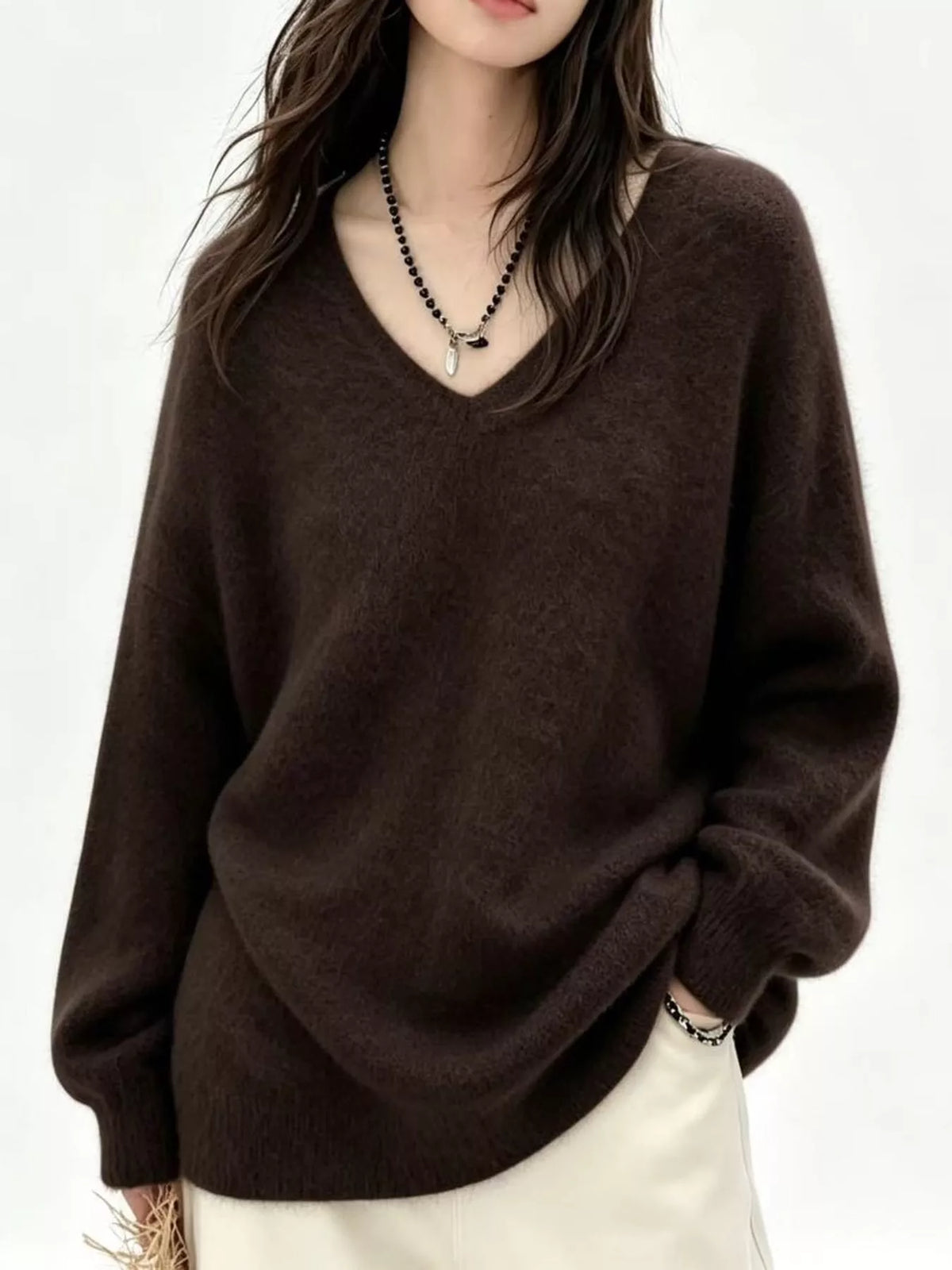 Brown v-neck sweater