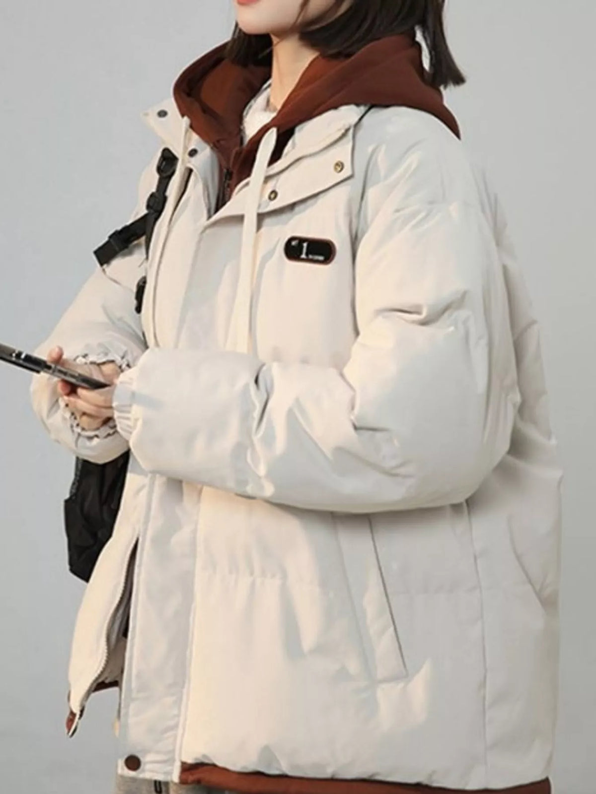 Zip-Up Hooded Puffer Jacket — side view