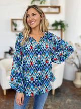 Trendsi Double Take Full Size Printed Balloon Sleeve Blouse -