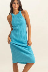Trendsi HYFVE Round Neck Bodycon Ribbed Knit Dress -