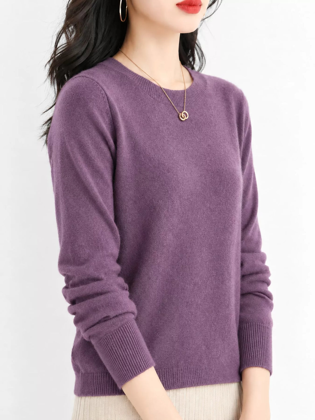 Crew Neck Long Sleeve Sweater — side view
