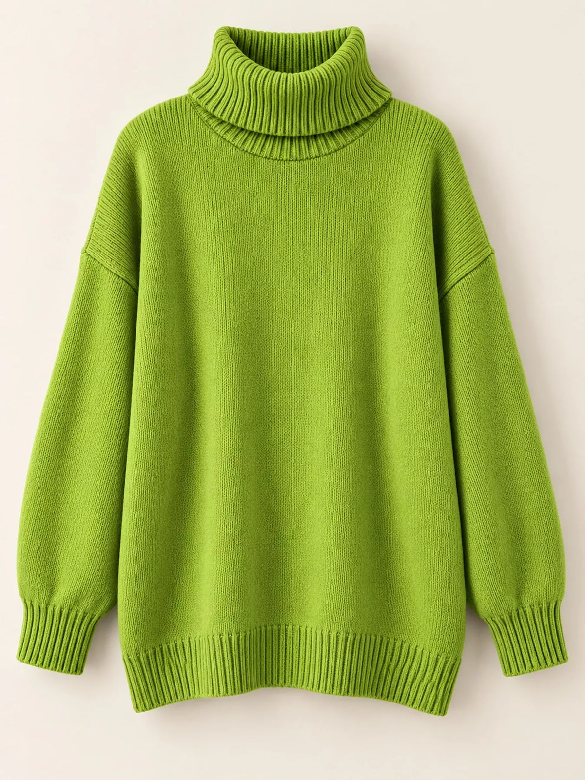 Green turtleneck sweater