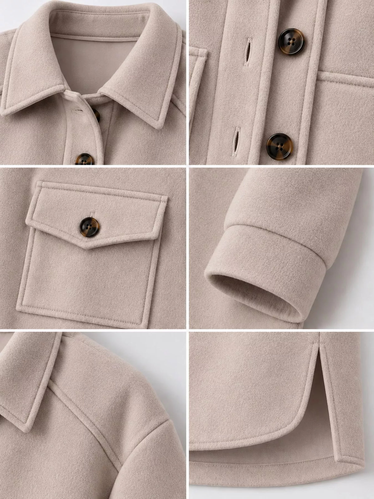 Belted Button-Down Shirt Jacket — garment construction details