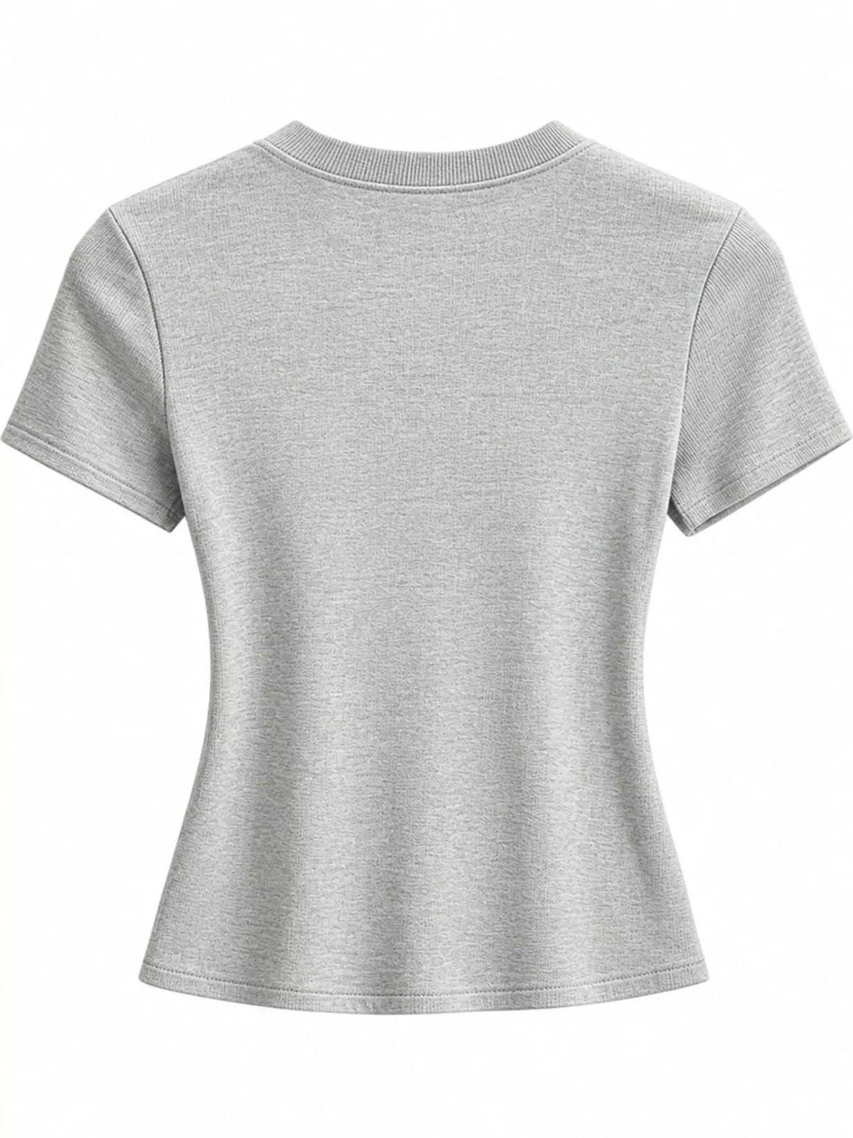 Light gray slim-fit crew neck T-shirt, back view
