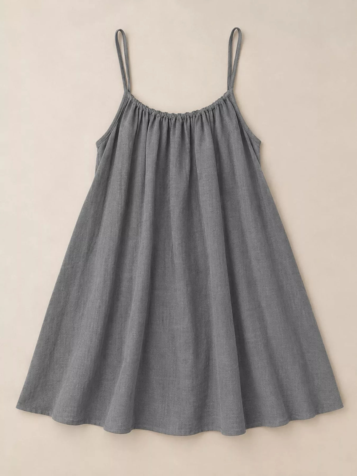 Gray spaghetti strap A-line mini dress with open tie back