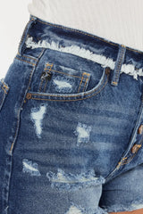 Trendsi Kancan Distressed Button Fly Denim Shorts -