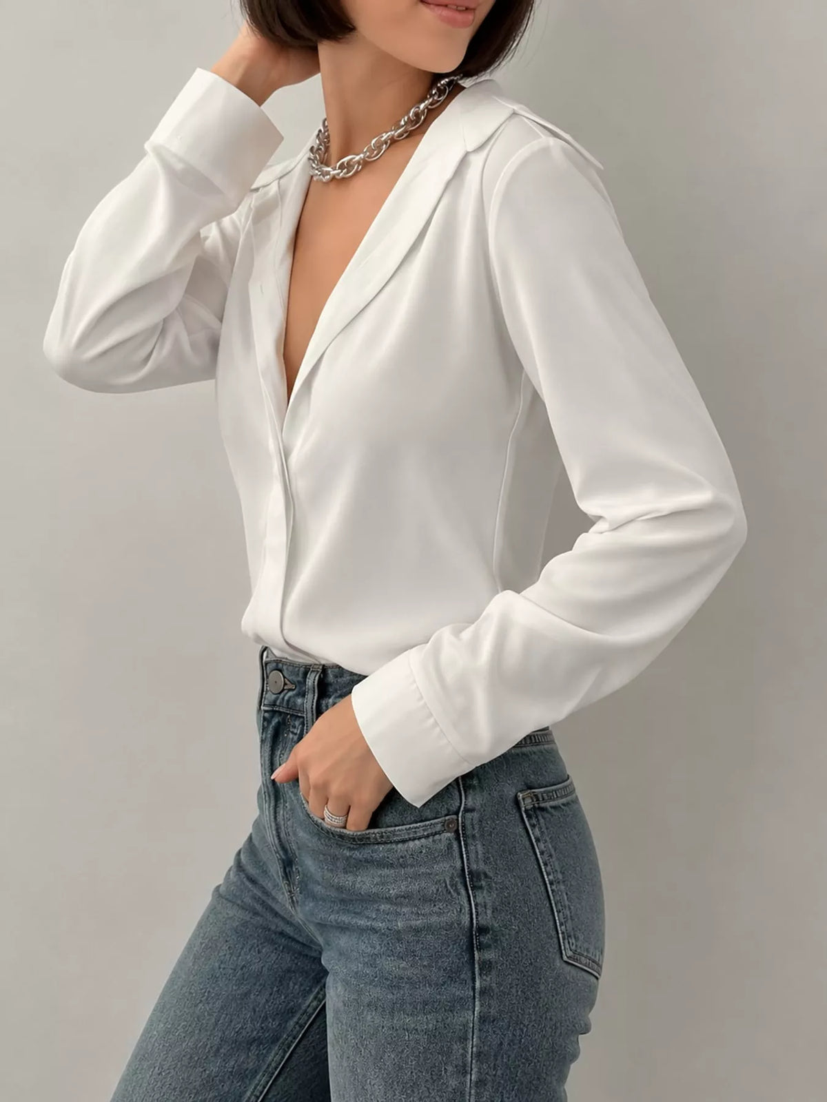Button-up shirt, white side