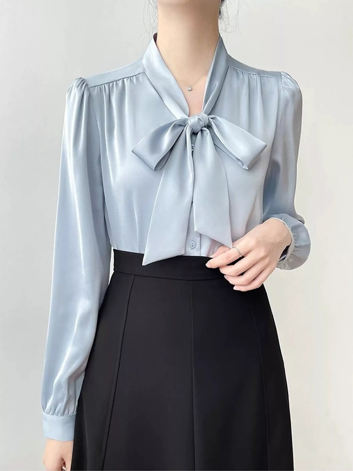 Blue tie front shirt